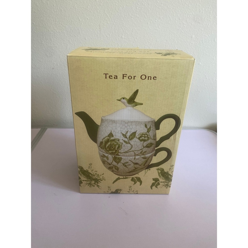 Cracker‎ Barrel Tea For One Teapot Cup Set Susan Winget Bird Floral